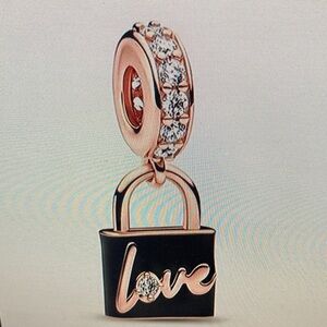Pandora Rose Gold and Black Love Padlock Charm